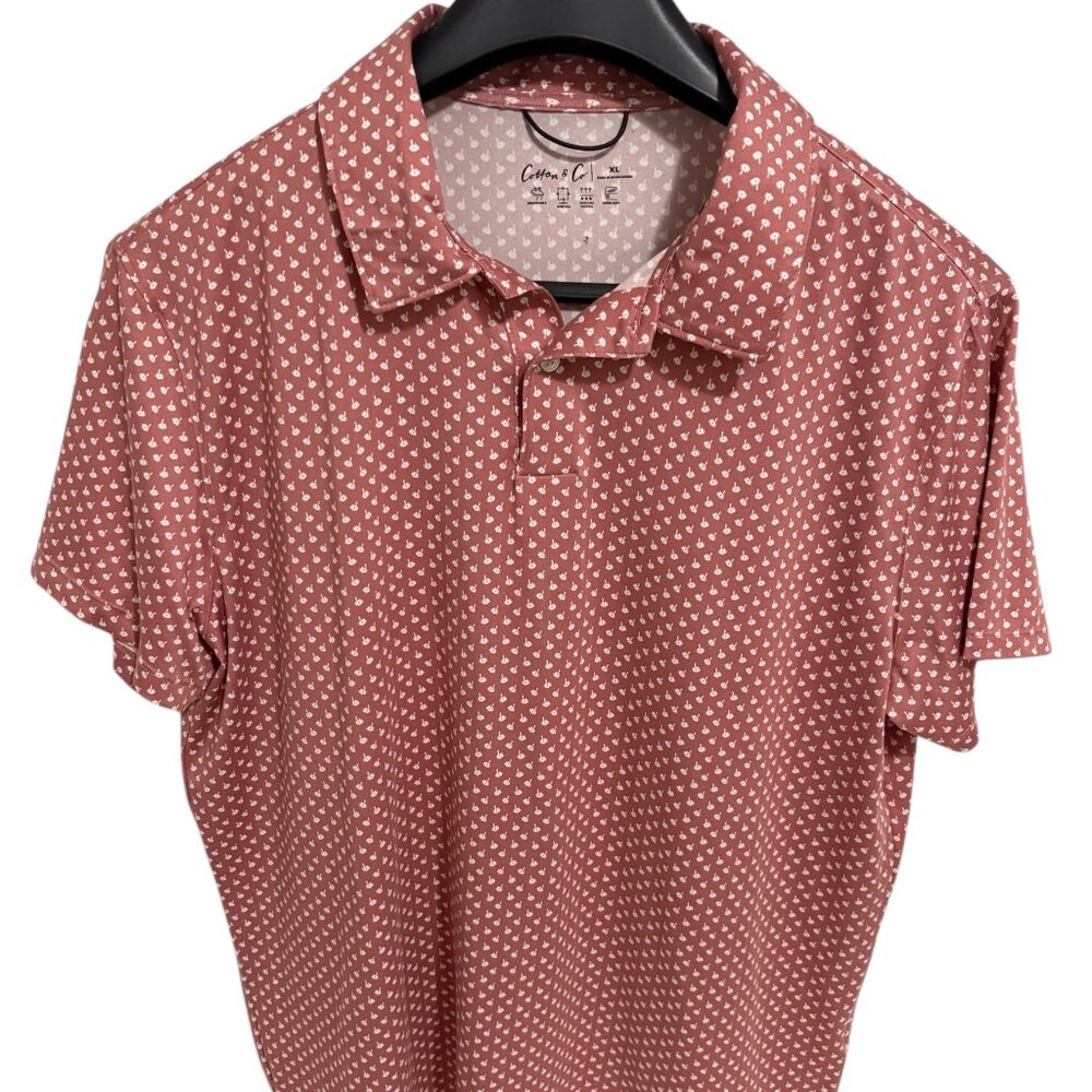 Cotton & Co Micro Palm Trees Polo Shirt Size XL Soft